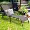 Costway Patio Lounge Chair Chaise Adjustable Reclining Armrest Navy/Brown/Grey